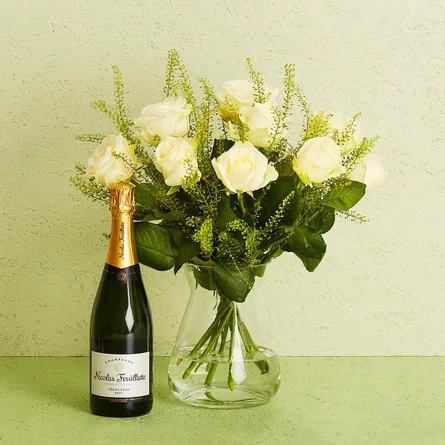 De hvide roser med Nicolas Feuillatte, Sélection Brut, Champagne